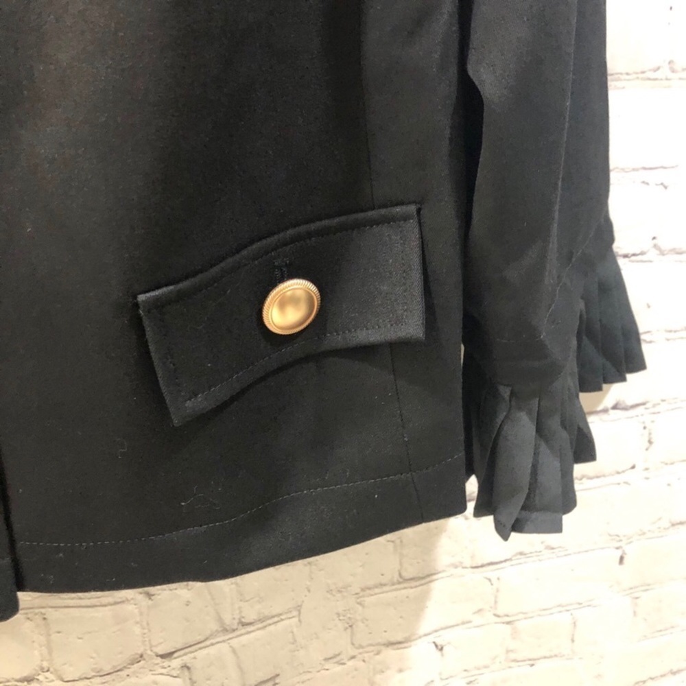 Eloquii Blazer Gold Buttons Pleated Cuff Black Size 14 Style 5070 Coat Jacket - Picture 5 of 9